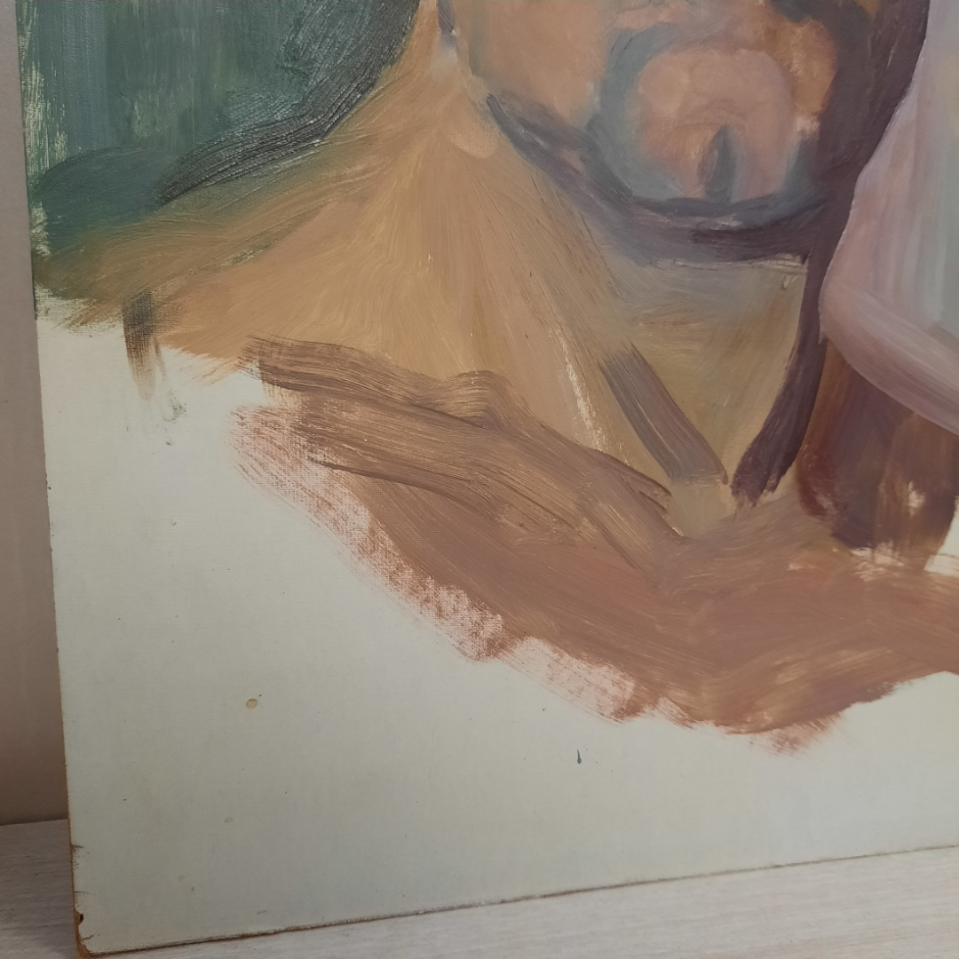 Картина маслом на картоне, портрет мужчины, 33х48 см, 1962г. СССР.. Картинка 6